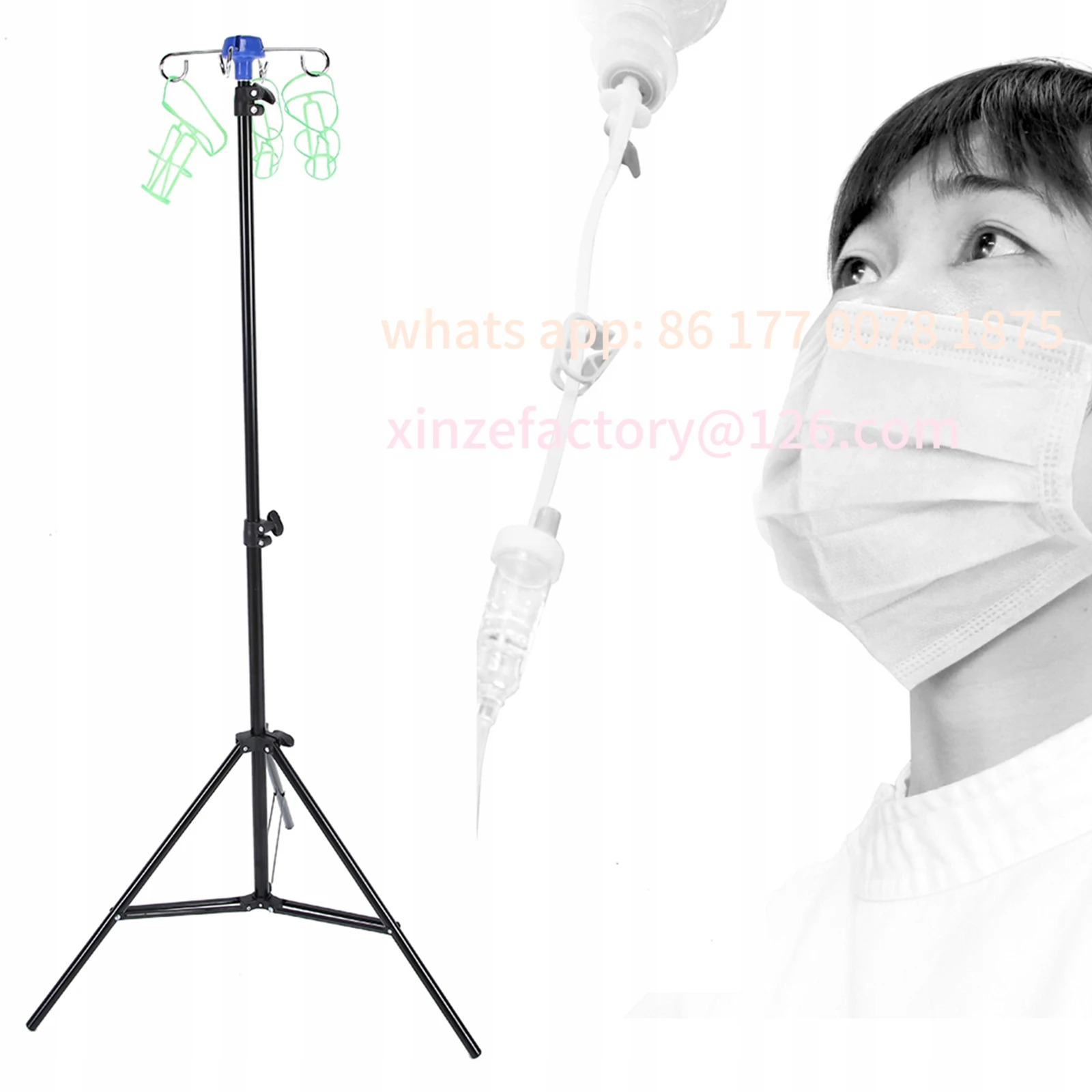 Customizable Foldable IV Pole Triangle Stand Vertical Infusion Stand Pole Stainless steel Home Clinic IV Drip Stand Bottle Hange