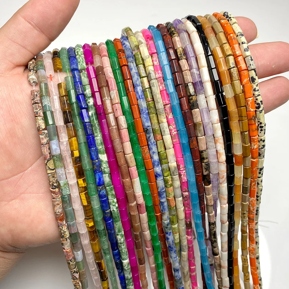 4x6mm Faceted Six sided rectangle Stone Beads Tube Faceted Loose Spacer Beads for Jewelry Making DIY