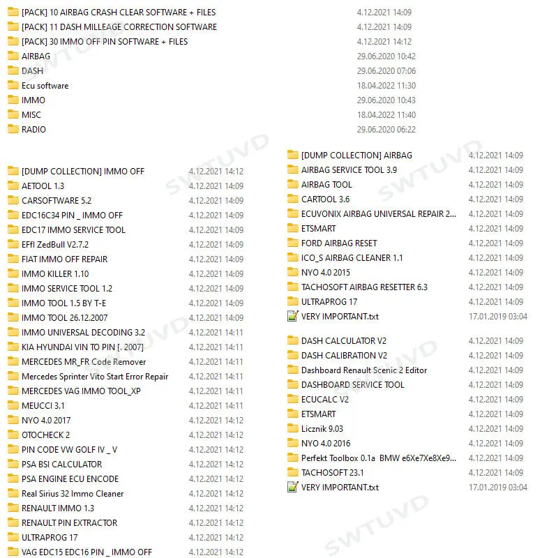Big collection Immobilizer Software + AIRBAG CRASH CLEAR + DUMP COLLECTION Dash MILLEAGE EcuTeacher Dashboard Service Tool
