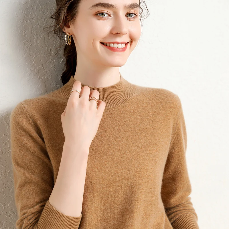 Hot Sale 2023 Autumn Winter New Women 100% Cashmere Sweater Female Casual Soft Solid Color Pullover Lady Warm Basic Knit Jumper