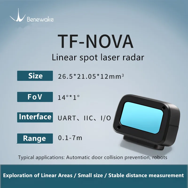 BENEWAKE TF-NOVA lidar linear spot laser radar small size 0.1-7m, FoV 14 ° * 1 °, supports UART, IIC, and I/O communication