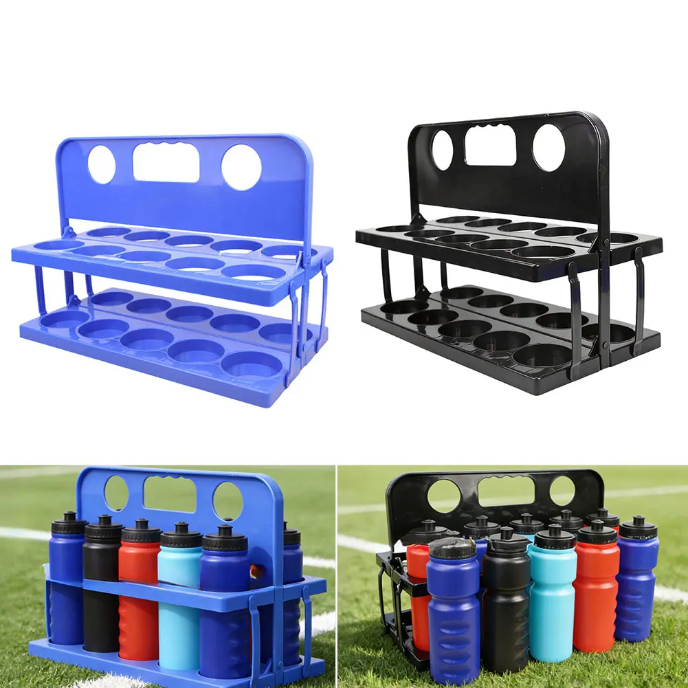 Bicycle Bottle Holder Black 10-compartment Rack 10-bottle Capacity Foldable Portable Design Built-in Carry Handle