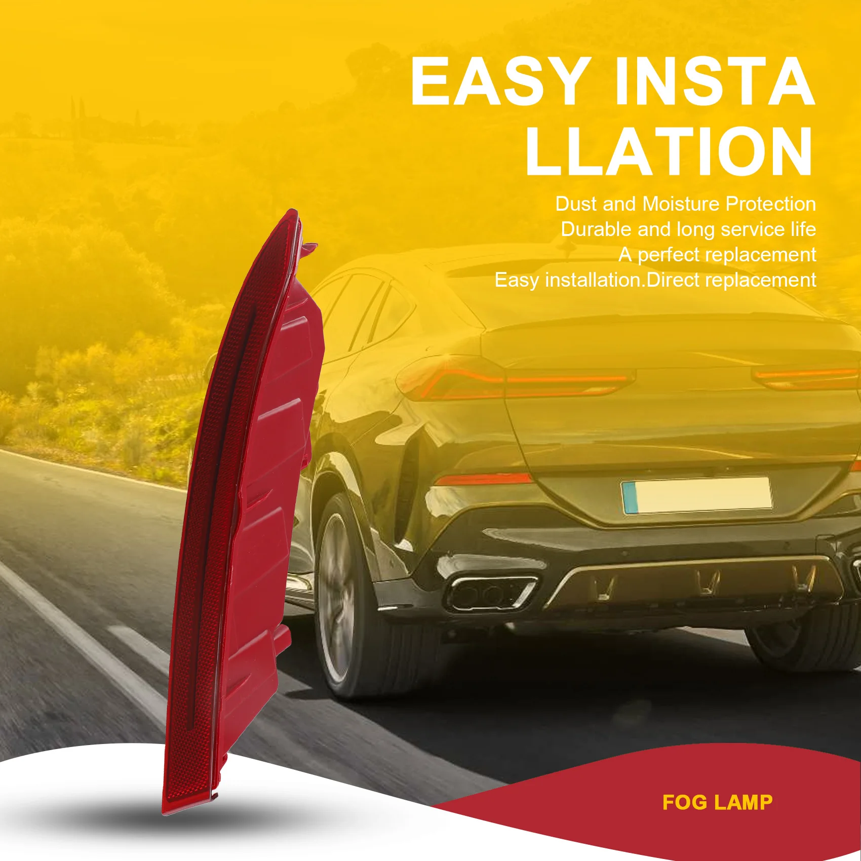 

#57Y Automotive Parts & Accessories,Left Rear Bumper Reflector+Fog Light 63147442281,Red