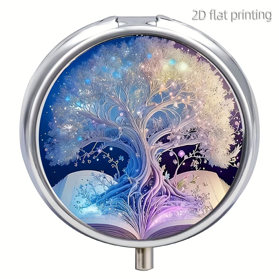 1 Glowing Tree-Shaped Pill Box, Elegant Pill Case, Portable Medication Tablet Vitamin Holder, 3-Piece Wallet Travel Gift - Practical and Stylish