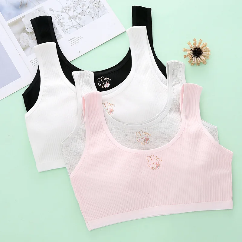 Simple Casual Seamless Vest Style Training Bra for Teen Girls Cotton Padded Comfortable Student Underwear Big Girl