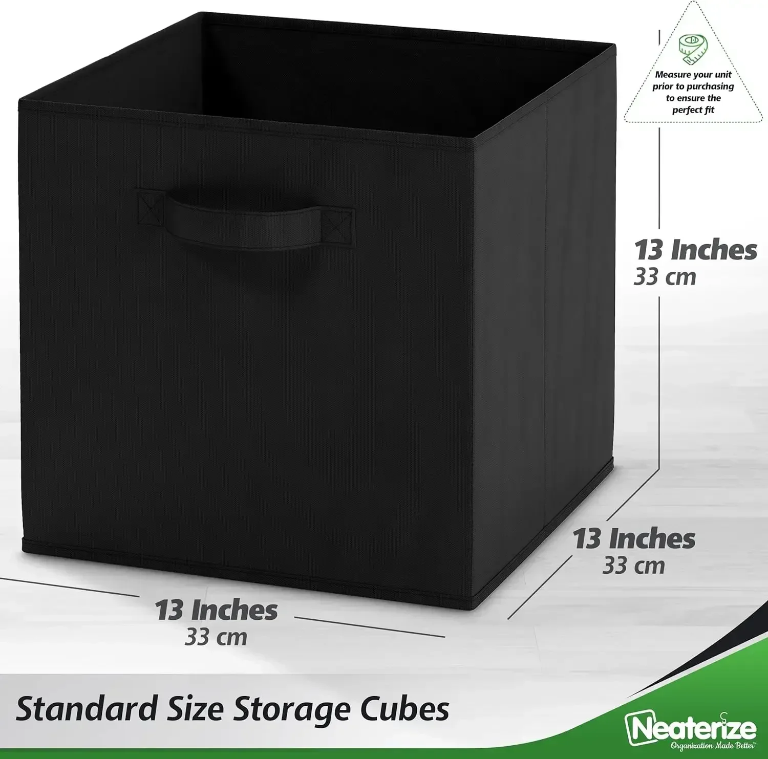 Fabric Storage Cubes for Cube Organizer - 8 Pack Heavy Duty Black Storage Bins - 13 Inch Cube Storage Bin