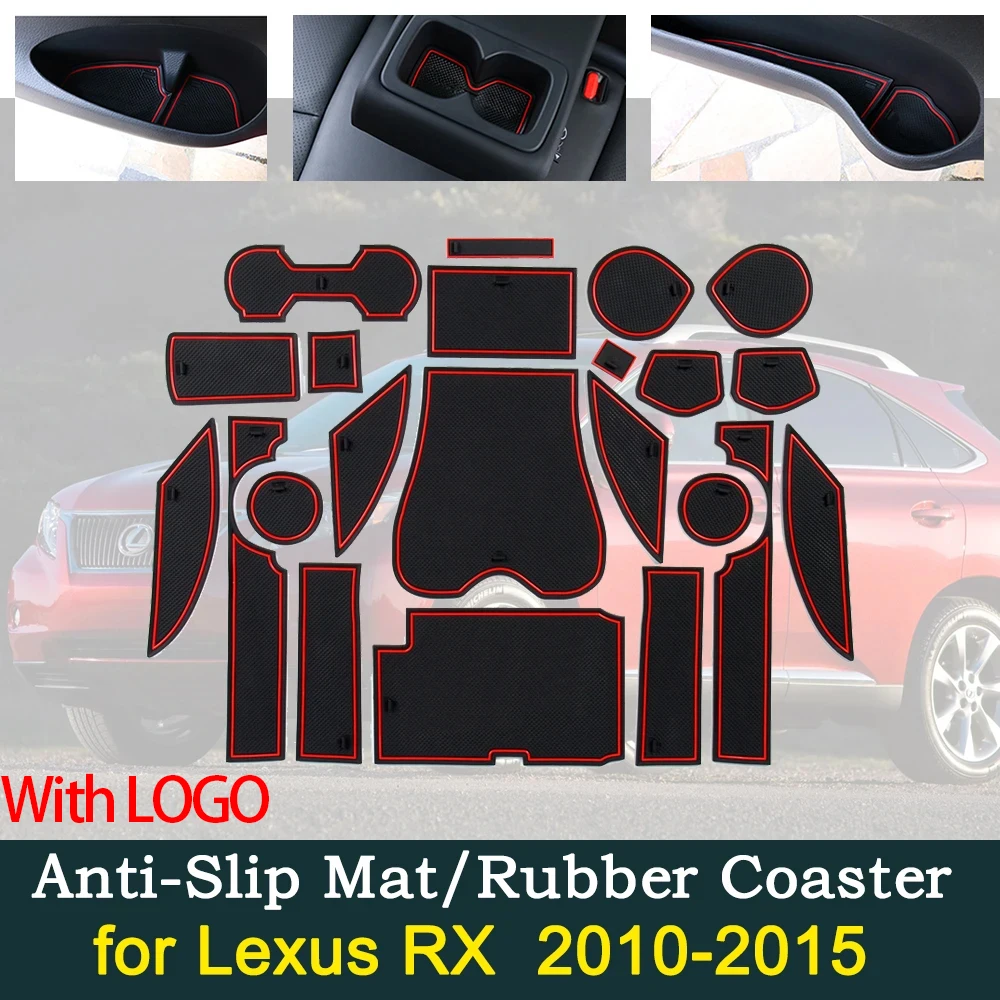 Anti-Slip Dirty Dust Gate Mats Cup Groove Pads for Lexus RX RX270 RX350 RX450h 270 350 450h 2010~2015 Hole Pad Car Accessories