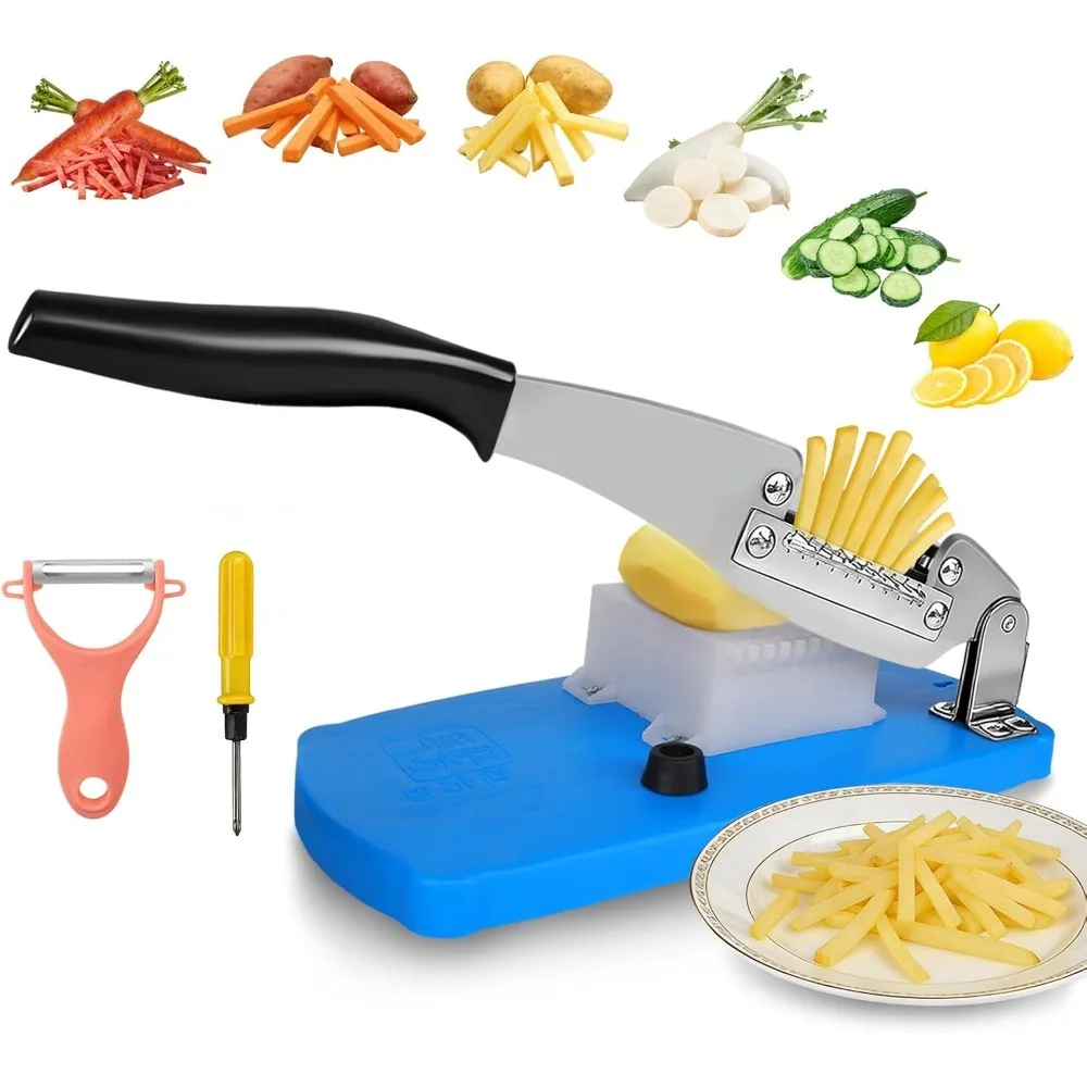 

French Fry Cutter for Potatoes, Mandoline Slicer for Uniform Slices​ & Vegetable Chopper, Professional Potato Slicer with Comfort Handle​ and Stainless Steel Blade for Easy Homemade Fries/Chips