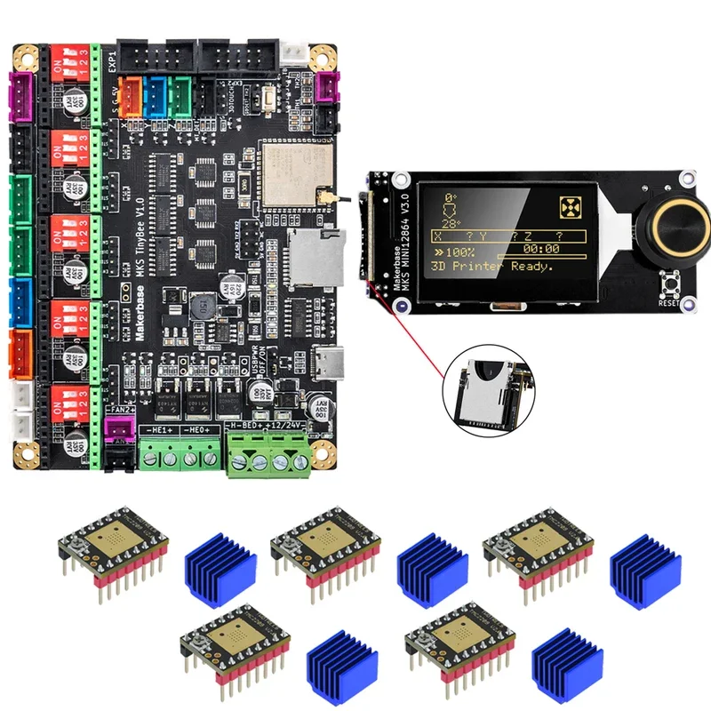 Imagem -03 - Makerbase-mks Tinybee 3d Printer Control Board Esp32 Mcu Mini 12864 Tela Tft35 Função Wifi Função de Controle Web A4988 Tmc2209 Driver