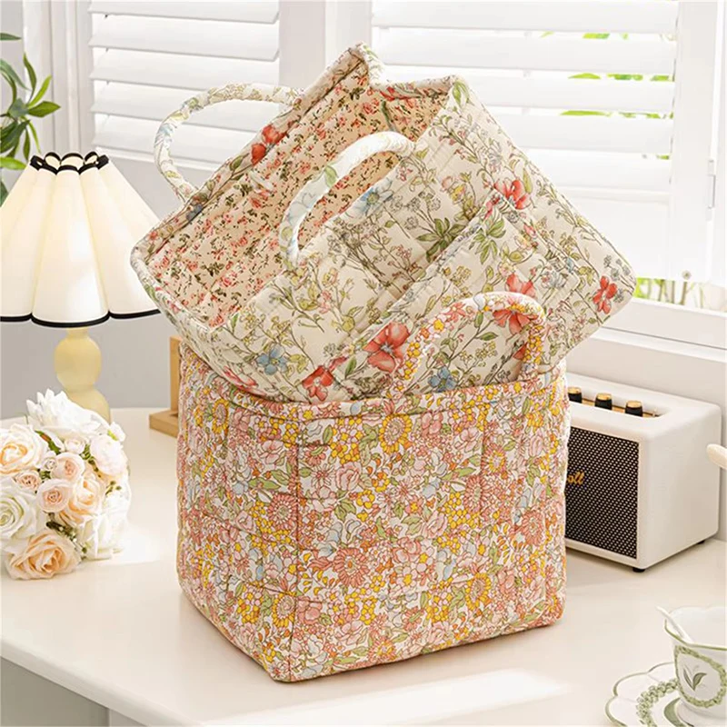 

Pastoral Style Large Capacity Storage Baskets Portable Fabric Laundry Baskets With Easy Carry Handles Sundry Cosmetics Basket