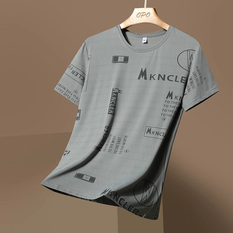 تي شيرت رجالي بأكمام قصيرة ، رقبة مستديرة ، عصري وغير رسمي ، حرير ثلجي ، فضفاض ، رائد فضاء ، Fas