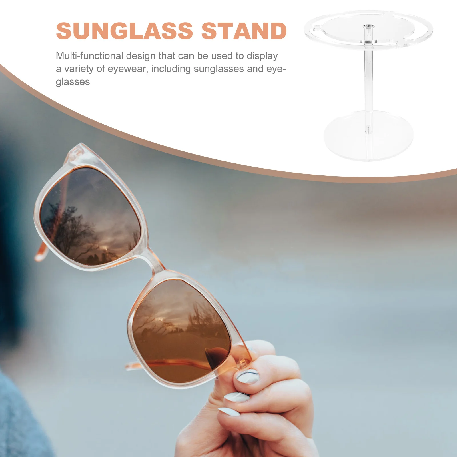 

Elegant Acrylic Sunglasses Stand 360 Degree Rotatable Eyewear Display Organizer for Home and Shop Sunglasses Stand
