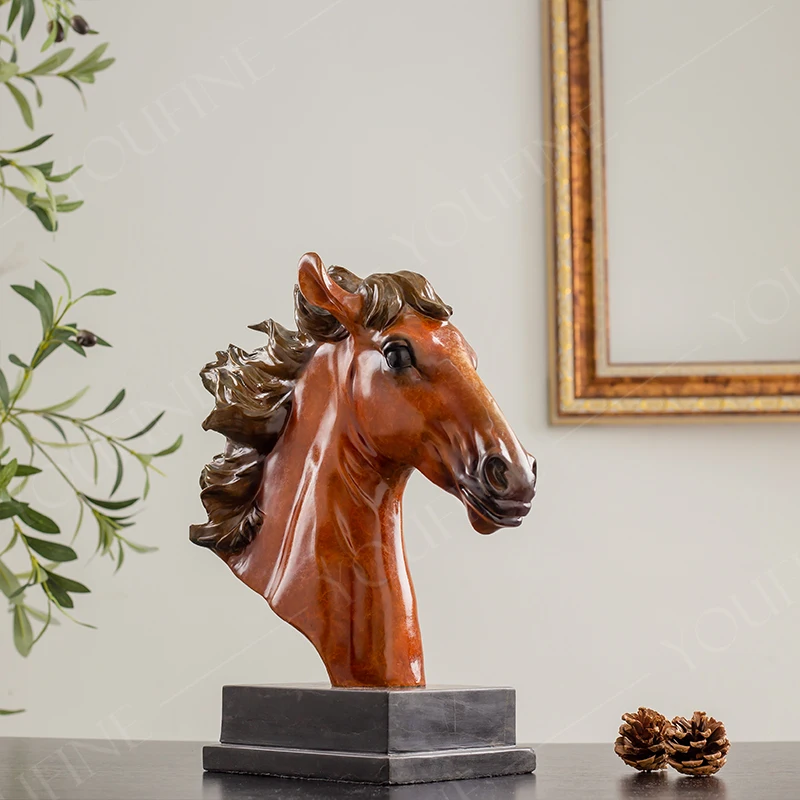 Bronze Horse Head Statue  Bronze Horse Bust Sculpture Bronze Animal Bust Figurine For Home Office Decor Gorgeous Ornament Gifts