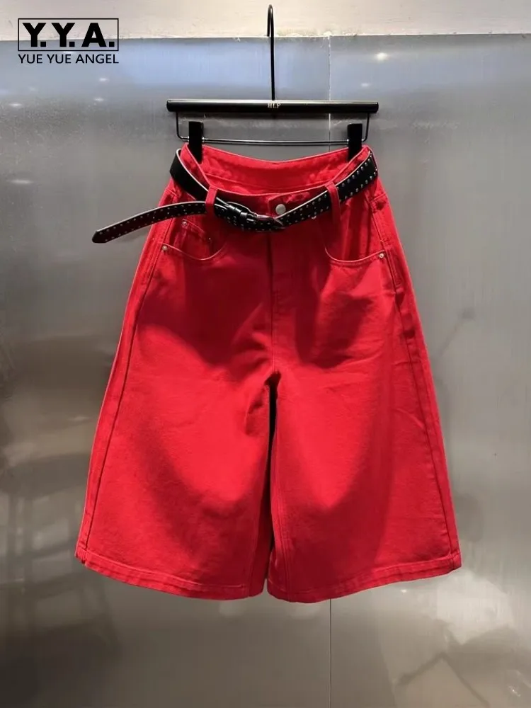 Work Ladies American Style High Street Loose Denim Shorts Spring New Pocket Wide Leg Pant Fashion Casual Short Trousers Women