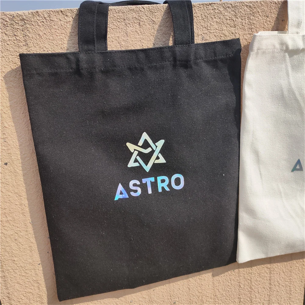 Kpop Merch ASTRO Canvas Handbags Large Capacity Shoulder Shopping Bags Fashion Laser Letter Tote Bags MJ JINJIN  EUNWOO MOONBIN