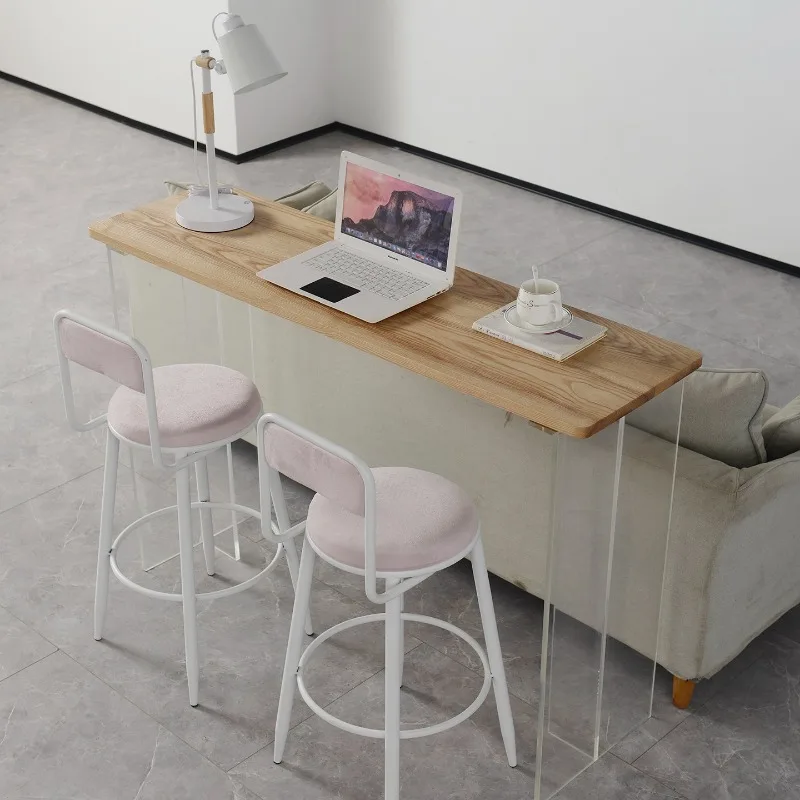 Nordic Creative Acrylic Solid Wood Bar Table Modern Living Room Partition Transparent Floating Table Home Furniture FYFD