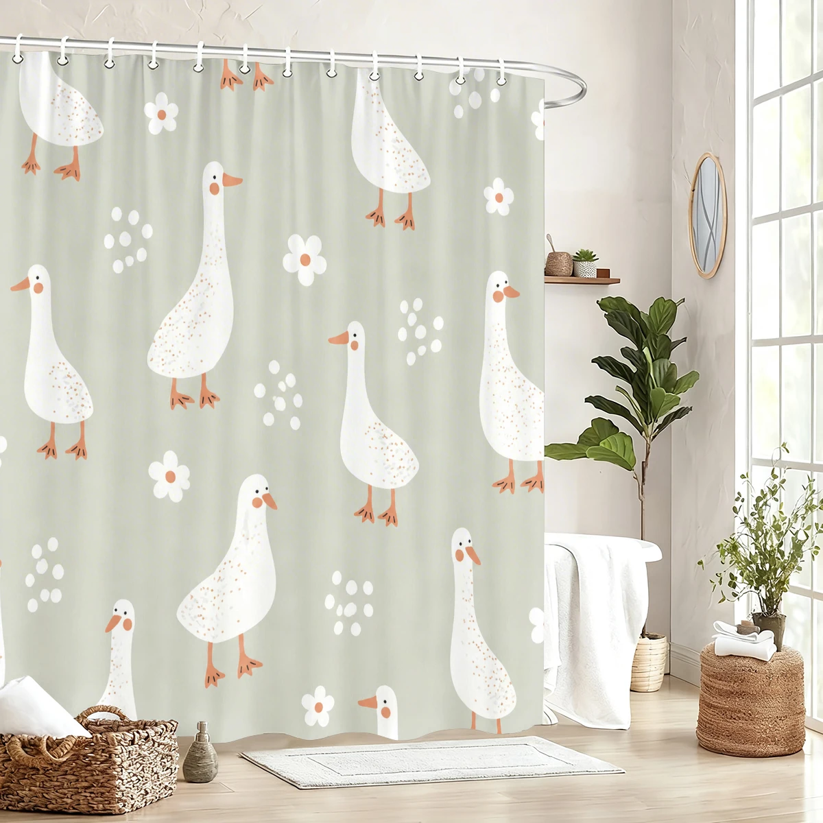 Vibrant Themed Polyester Bathtub Curtain - Adorable Animal & Seashell Print Bathroom Decor, Stylish Bathtub Curtain for Home