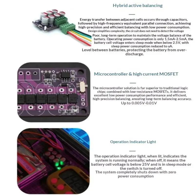 Lithium Battery Active Equalizer Balancer Energy Transfer BMS 6A Hybrid Active Equalization 3S 4S 6S 8S 17S Lifepo4 18650 view 2