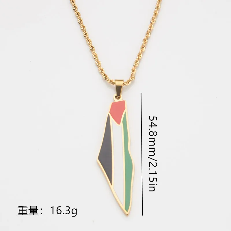 HNSP Palestine Flag Series Stainless Steel Pendant Chain Necklace For Women Men Jewelry Accessories Palestinian