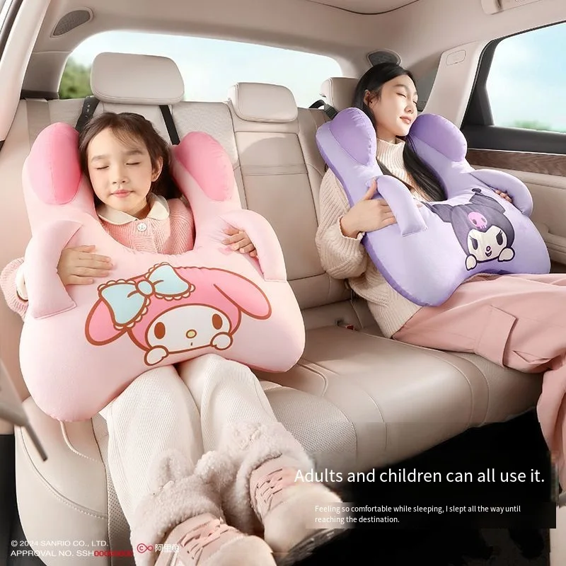 Anime Car Sleeping Pillow Children's Car Rear Cushion Kawaii Hello Kitty Neck Protector Cartoon Cushion Pillow Car Pillow