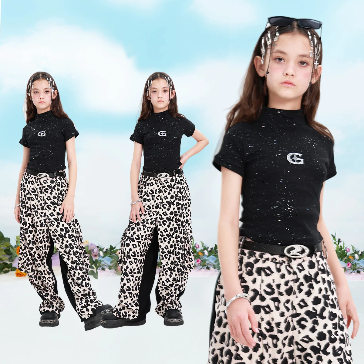 

Kids Cool Hip Hop Clothing Children Street Dance Suits Stage Girls jazz Dance Costume Kpop Outfit Stage Dancing Wear XS9540