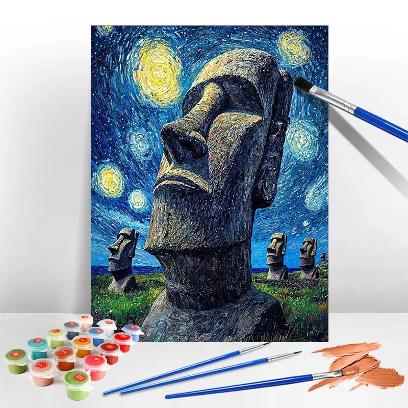 لوحة زيتية ليلية مرصعة بالنجوم من مينيسو فان جوخ بالأرقام: تحفة ذات مناظر طبيعية خلابة، فن قماش بدون إطار، مجموعة ديكور المنزل