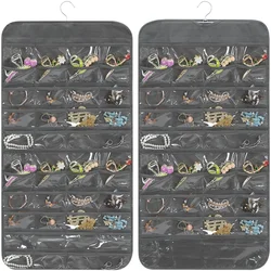 Hanging Jewelry Organizer Double Sided Accessory Storage Holder With 80 Pockets Hanging Storage Bag With Hook Display Storage