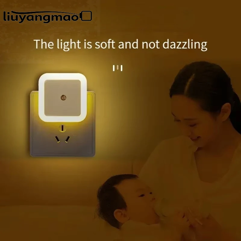 liuyangmao Mini LED Night Light EU Plug In Smart Control Sensor Ambient Light For Home Aisle WC Hallway Stair Bedroom Night Lamp