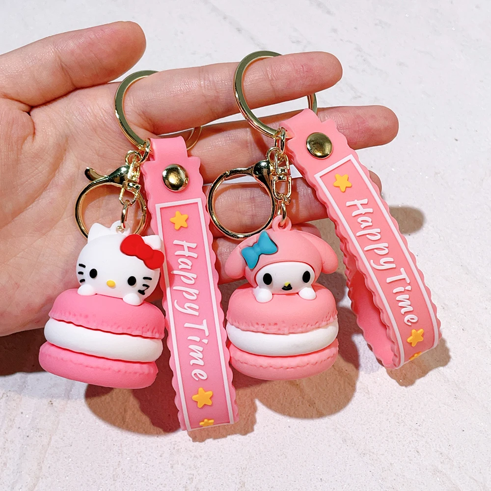 1PC cute macaron Sanrio macaron keychain my melody cinnamon roll sweet girl heart student pendant girlfriend gift pendant