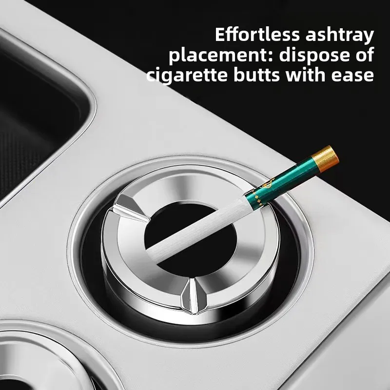 1/2PCS Premium Rotatable Flip Lid Car Ashtray, Heatproof Ceramic Liner, Universal Practical Auto Interior Accessories view 3