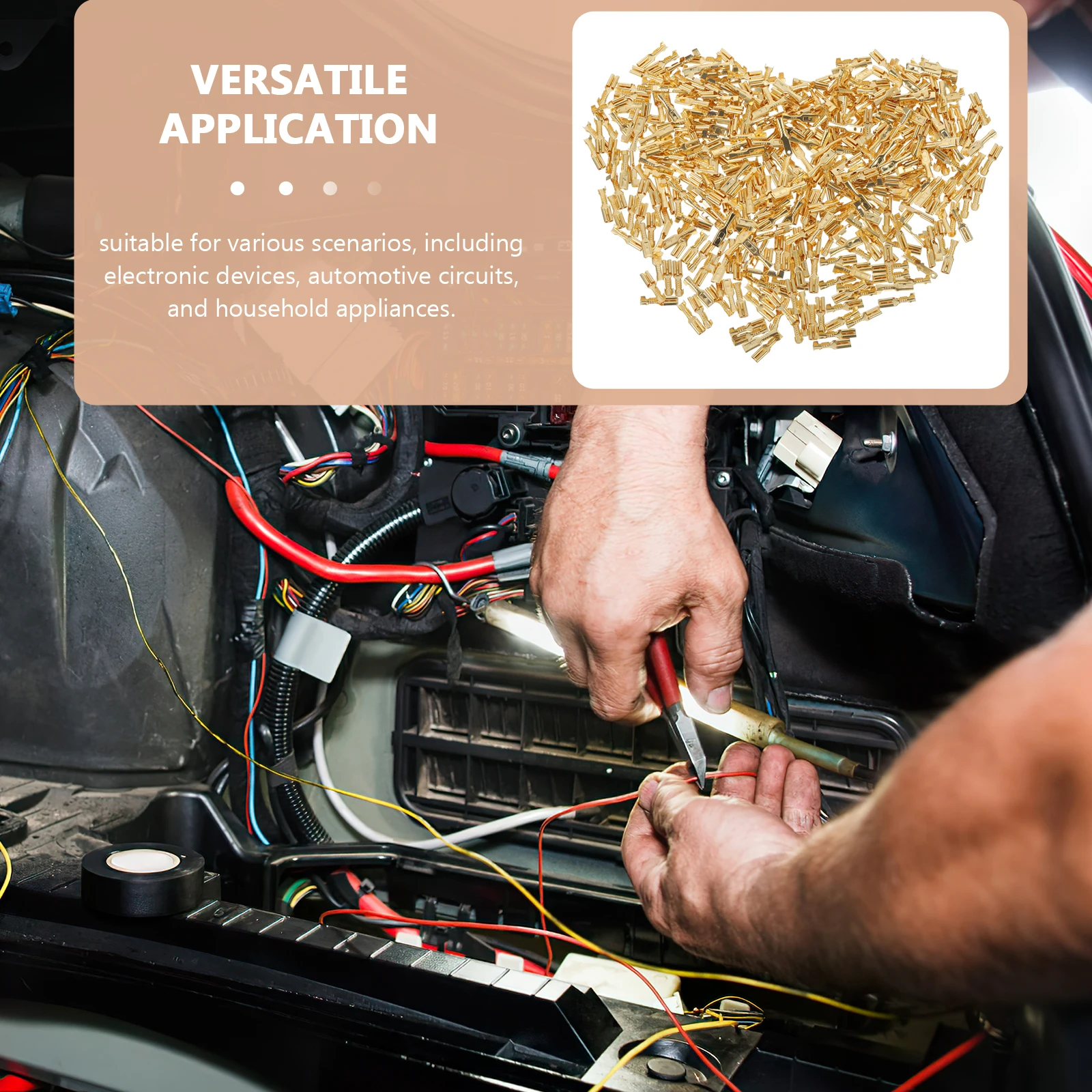 

Insulated Crimp Wire Terminals Spade Connector Kit Male Automotive Electrical Quick Splice Connectors Copper for Electronics