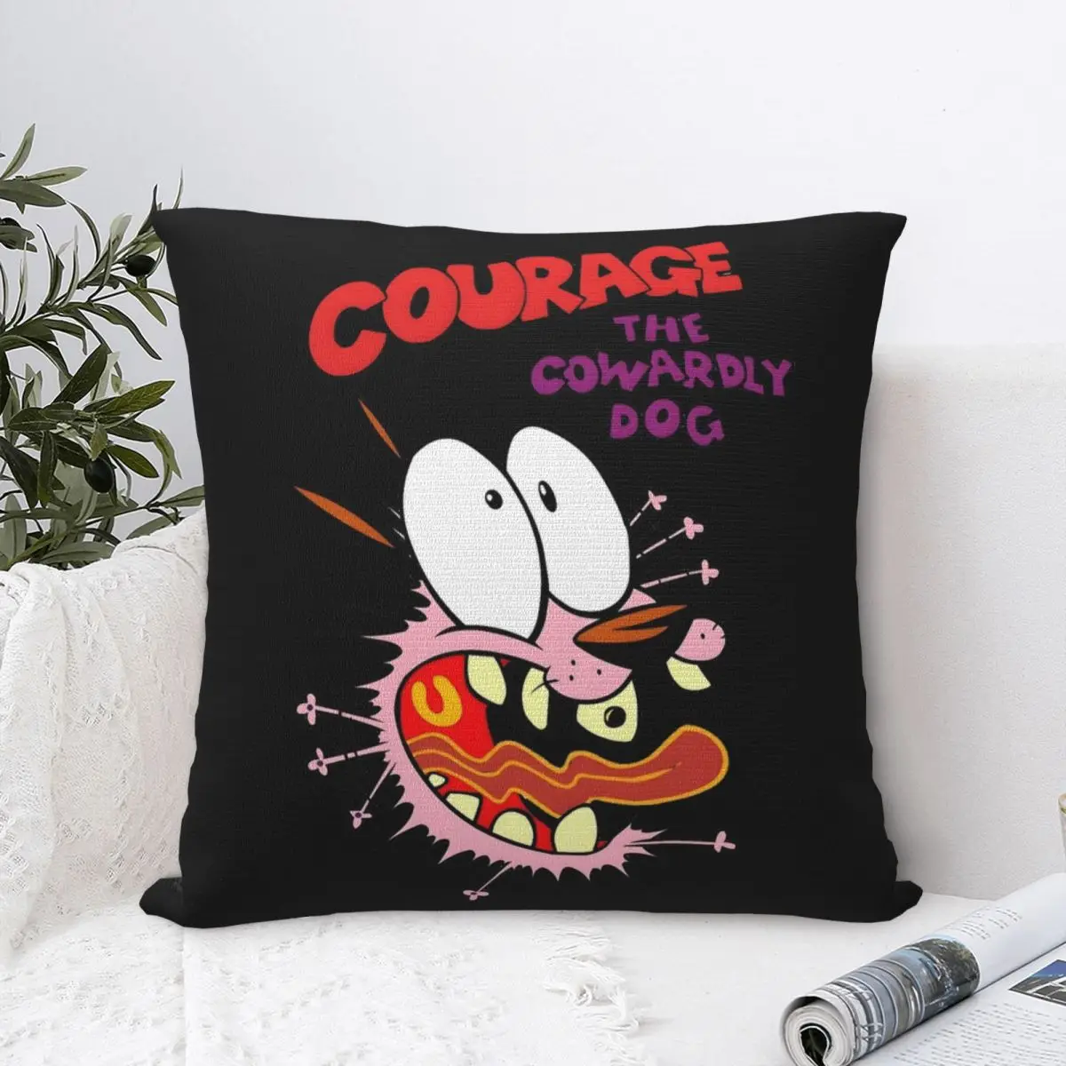 C-Courages Cowardly Dog Cute Pillowcase Soft Polyester Cushion Cover Decorative Pillow Case Cover Home Zippered 40*40cm