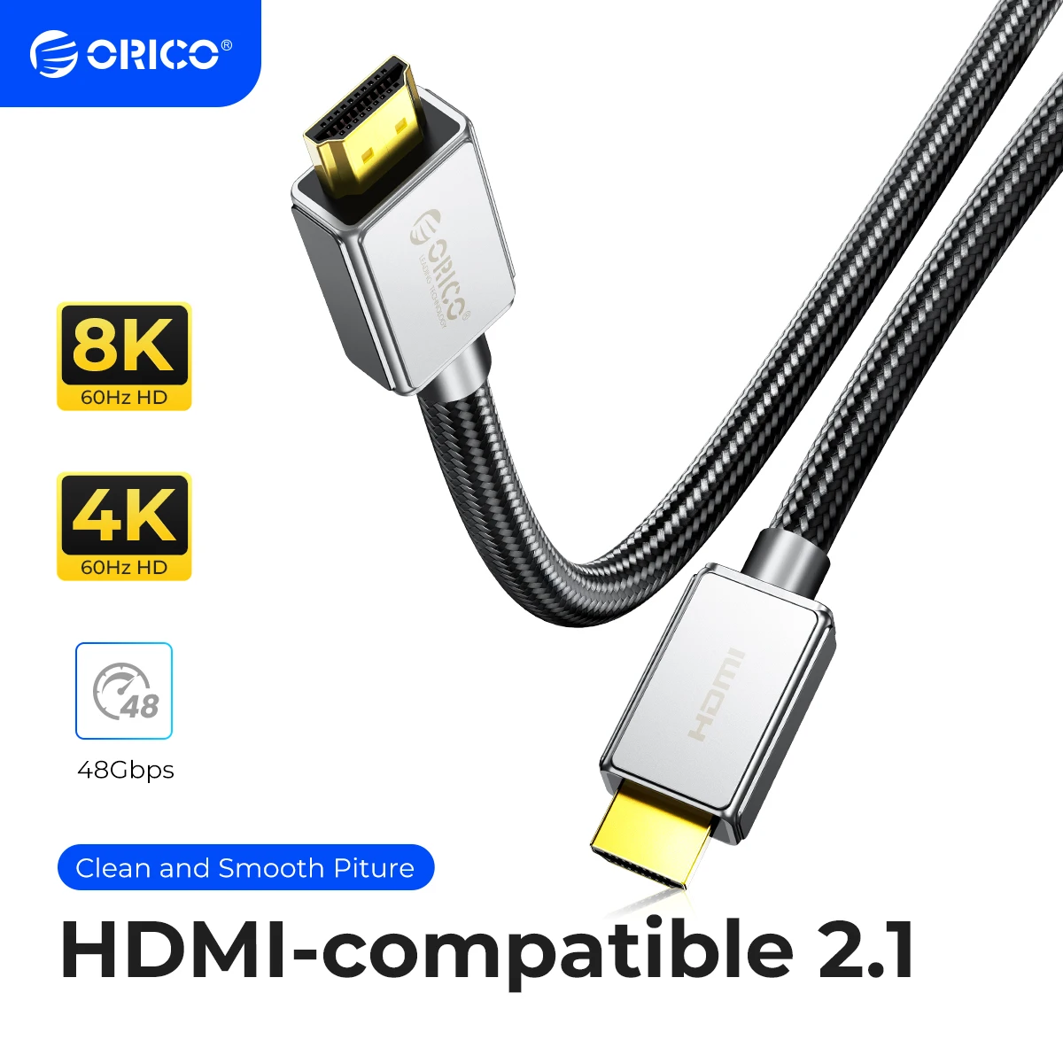 ORICO 8K DP2.1 HDMI-compatible Cable 8K@60Hz 5m 3m Digital Cable Ultra High Speed for PS5 PS4 TV Box xbox eARC Dolby Atmos HDR