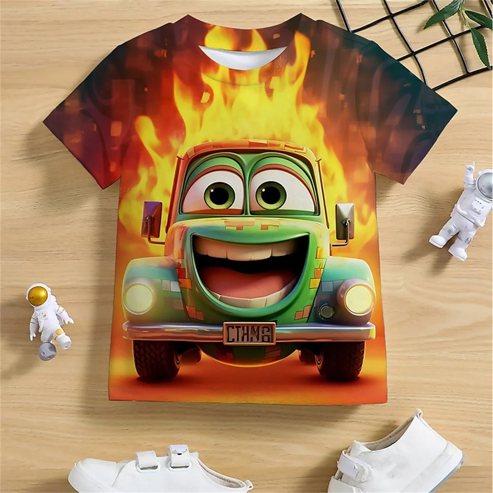 2025 novos carros engraçados impressão 3d menino t camisas crianças t camisa para meninos manga curta topo t menino roupas de verão