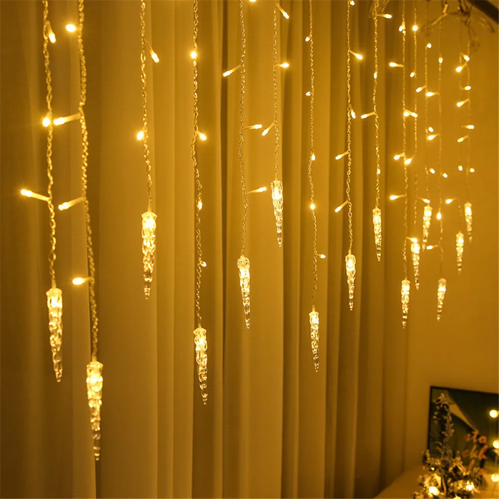 LED Curtain icle String Lights Christmas Garland Waterfall Droop 0.6-0.7m Garden Street Outdoor decorativo Holiday Light