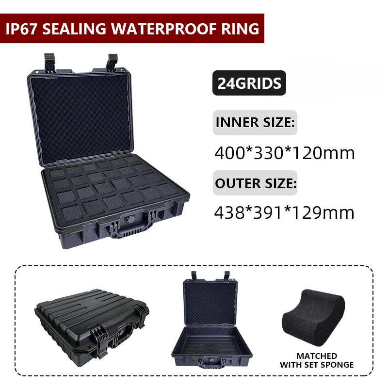 24 Grid ABS Waterproof Watch Storage Box Shockproof Safety Watch Box Watch Storage Safety Box Tool Box
