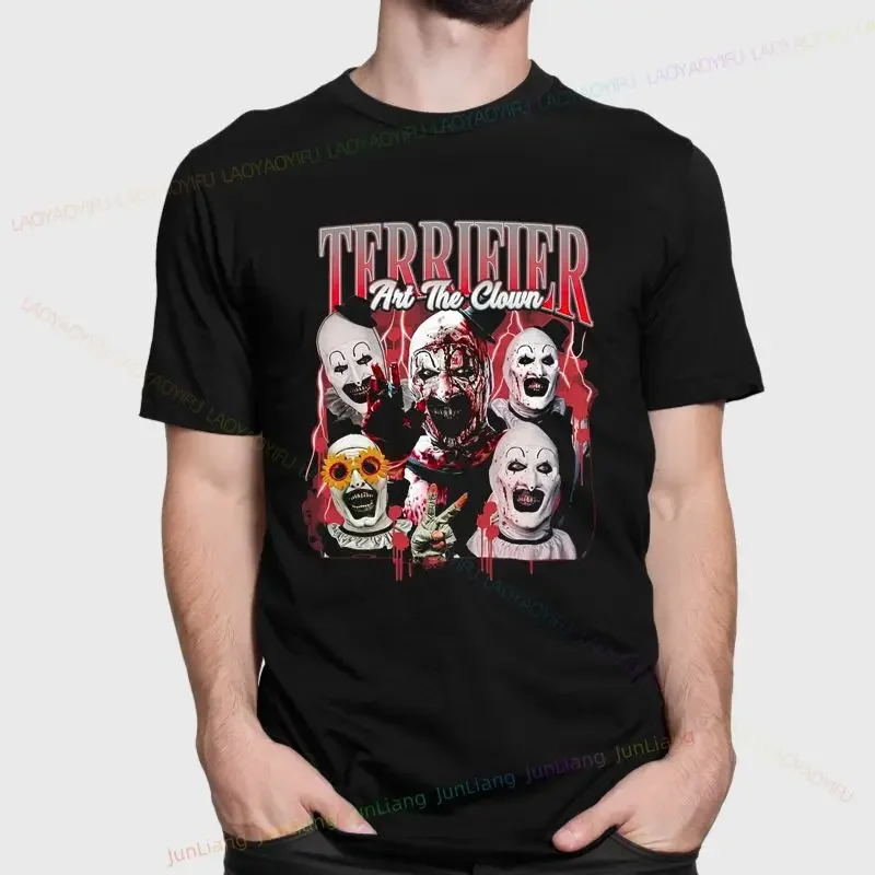 

Новый забавный фильм ужасов, потрясающая рубашка с принтом на Хэллоуин, большой костюм с короткими рукавами и круглым воротником в стиле Харадзюку Y2K