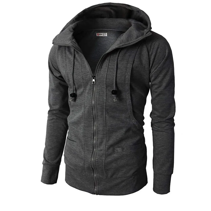 Men\'s Sweatshirt Casual Male Solid Color Spring Outerwear Clothing 2023 Men Hoodies Sports Jacket Zipper Fitness Hooded MY042