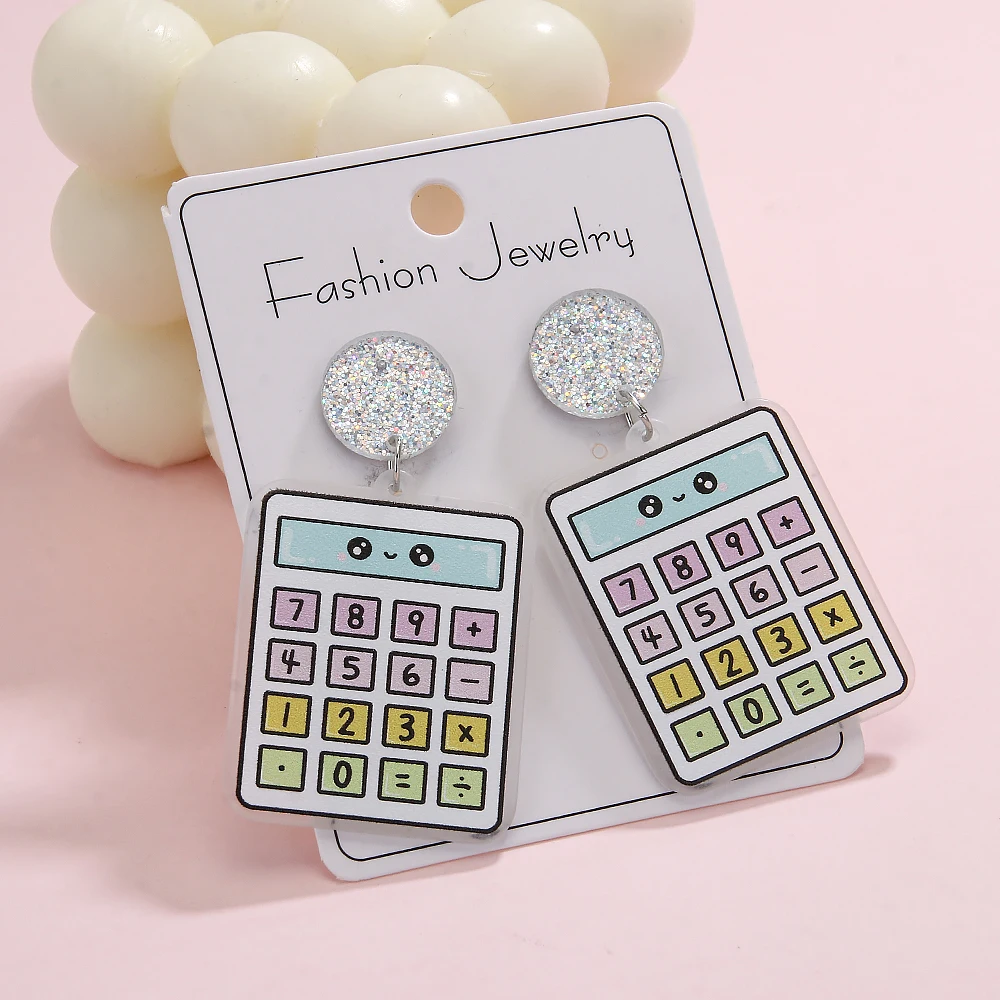 Teacher Earrings for Women, Statement Book Notebook Calculator Watercolor Pencil Earring Teacher Gifts Bulk School Jewelry