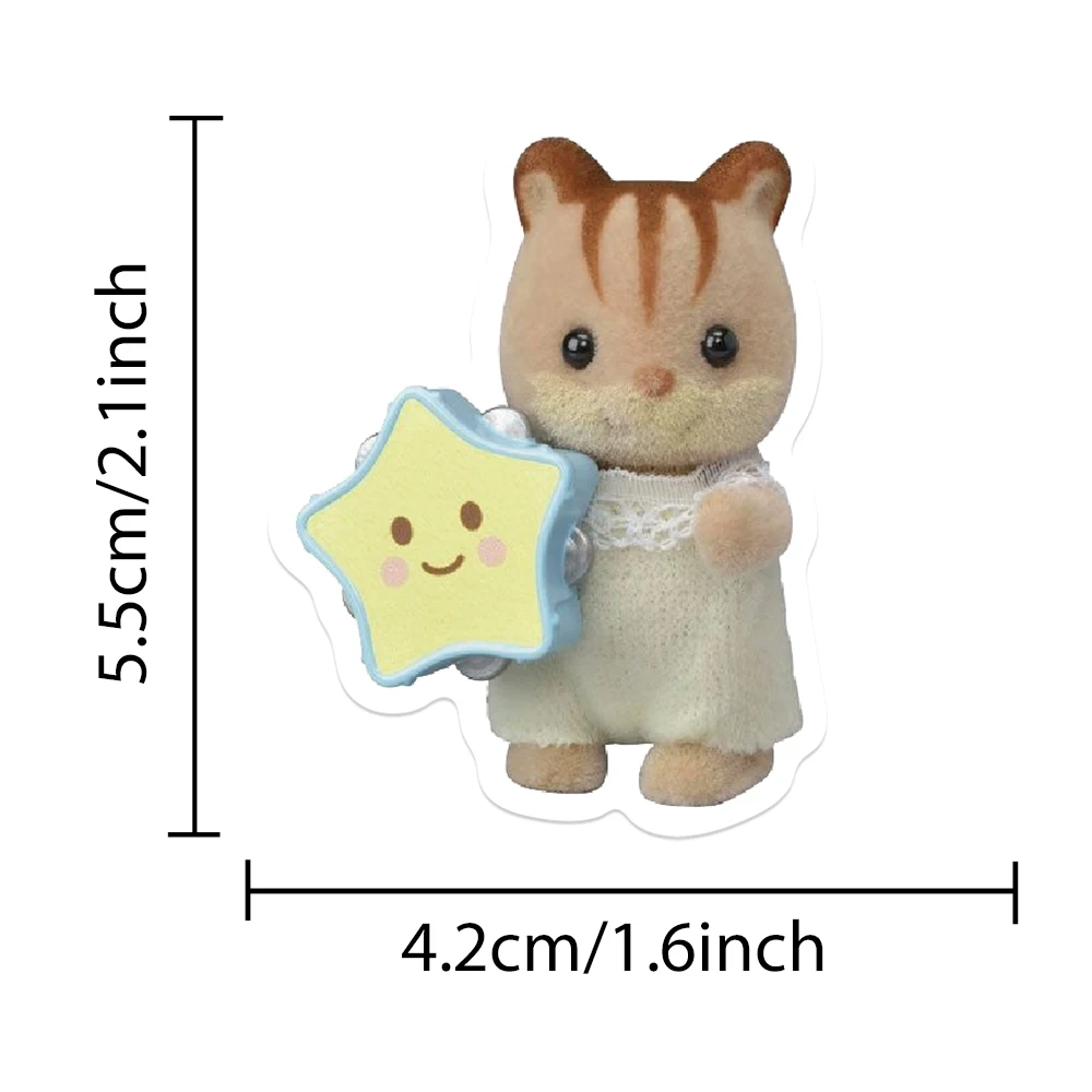 55pcs Kawaii Sylvanian Families 3D Calico Critter Waterproof Decoration DIY Decal Car Journal Laptop Phone Diary Kid Toy Sticker