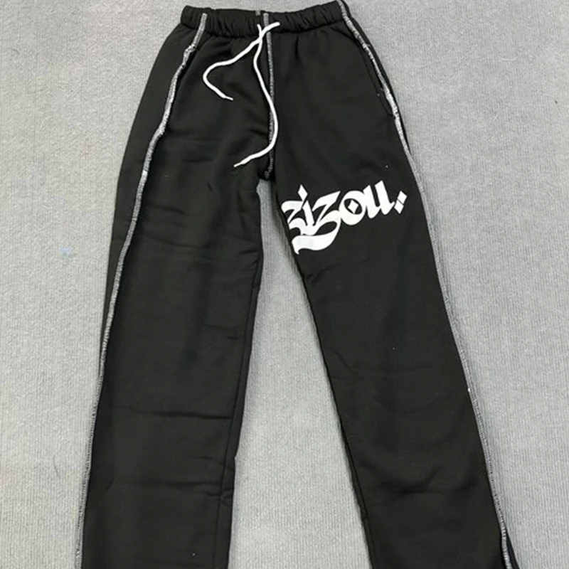 Pantalones de chándal con patrón de letras para hombre y mujer, pantalón de chándal de cintura alta, estilo Retro americano, Y2K, Hip Hop callejero, informal, a la moda