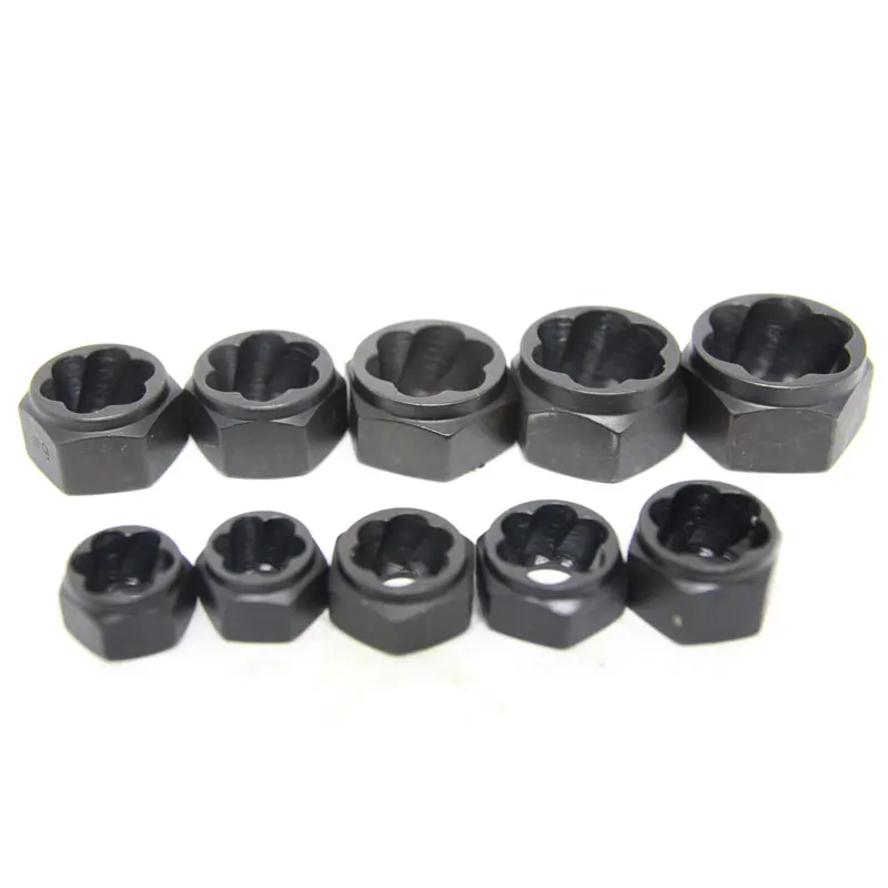 10Pcs Damaged Nut Bolt Remover Stud Extractor Set Metric Broken Bolt Removal Kit