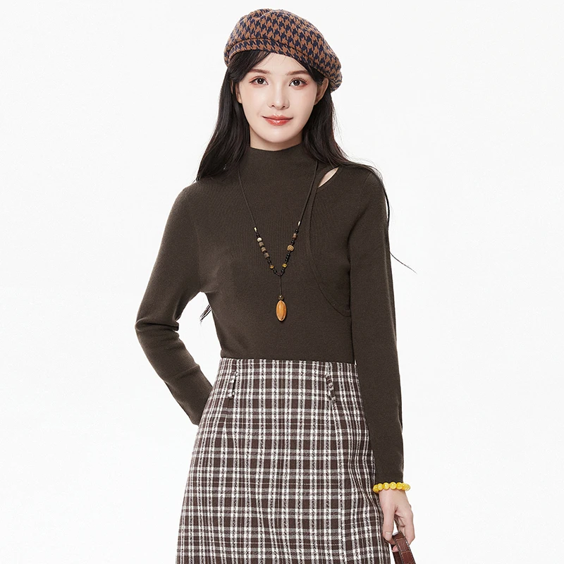 

Высокоэластичный женский пуловер, свитер Slim Fit, базовый топ MO0H0087, зимняя коллекция 2025, удобный трикотаж