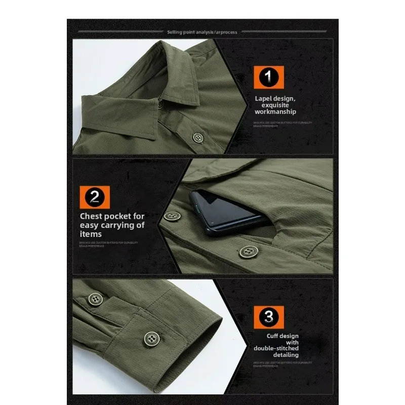 

Men's Long Sleeved Top Tactical Clothing Spring and Summer High Elasticity Hiking Camping Men's Work Clothes