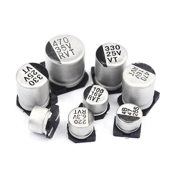 10PCS SMD 전해 콘덴서 6.3V 10V 16V 25V 35V 50V 63V 100V 400V 2.2 10 22 33 47 100 220 330 470 560 680 1000 미크로포맷 1~2200 미크로포맷