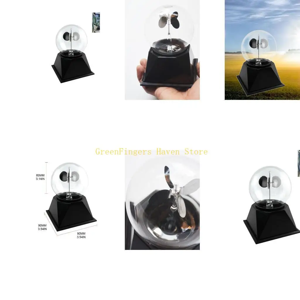 F68D Handgemachte klare Solar Power Crookes Radiometer Sonne Licht Energie Spinning Vanes Home Office Dekoration Geschenk