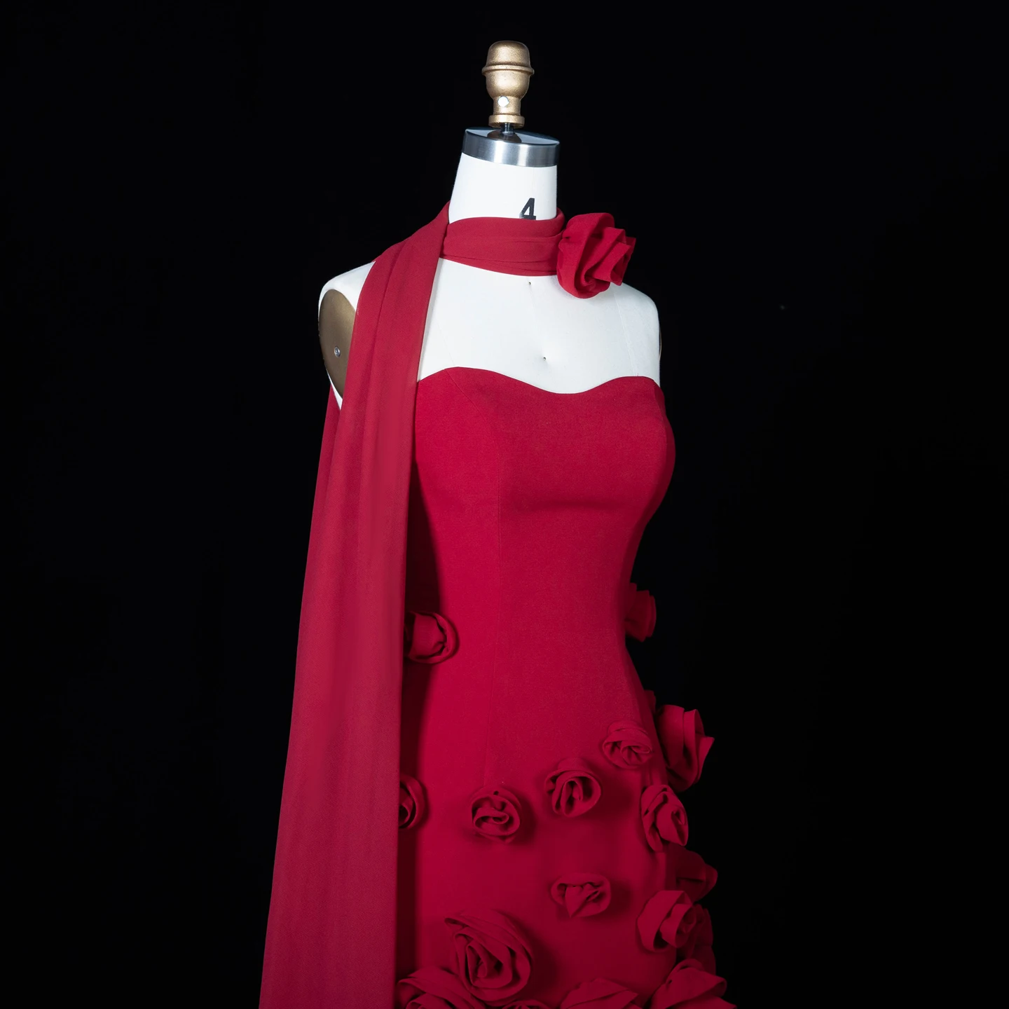 Sharon Said Dubai Elegante Burgunderrote Blumen-Abendkleider mit Langem Seitenschlitz 2026 Hochzeit Formelles Mädchen-Partykleid SS207 Maßanfertigung – Detail 16