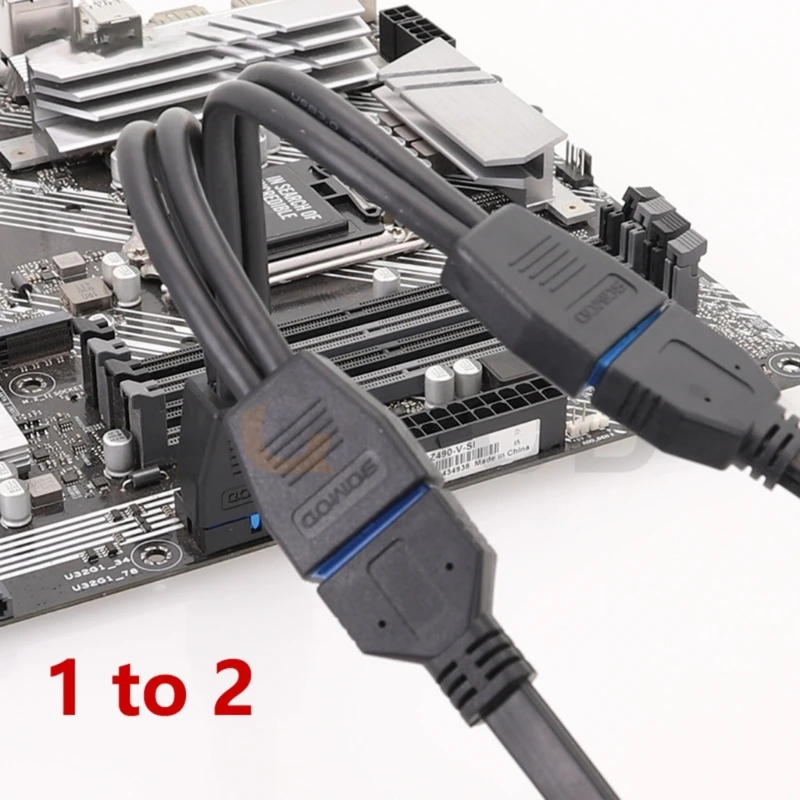 Small Mini USB 3.0 19 Pin/20Pin Internal Extension Header 1 to 2 Adapter Splitter Cable for Motherboard