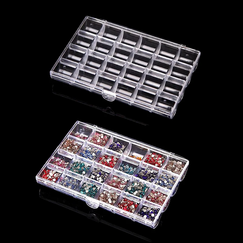 Caja de almacenamiento vacía para decoración de uñas, organizador de plástico con diamantes de imitación, suministros de manicura, estuche de almacenamiento de herramientas