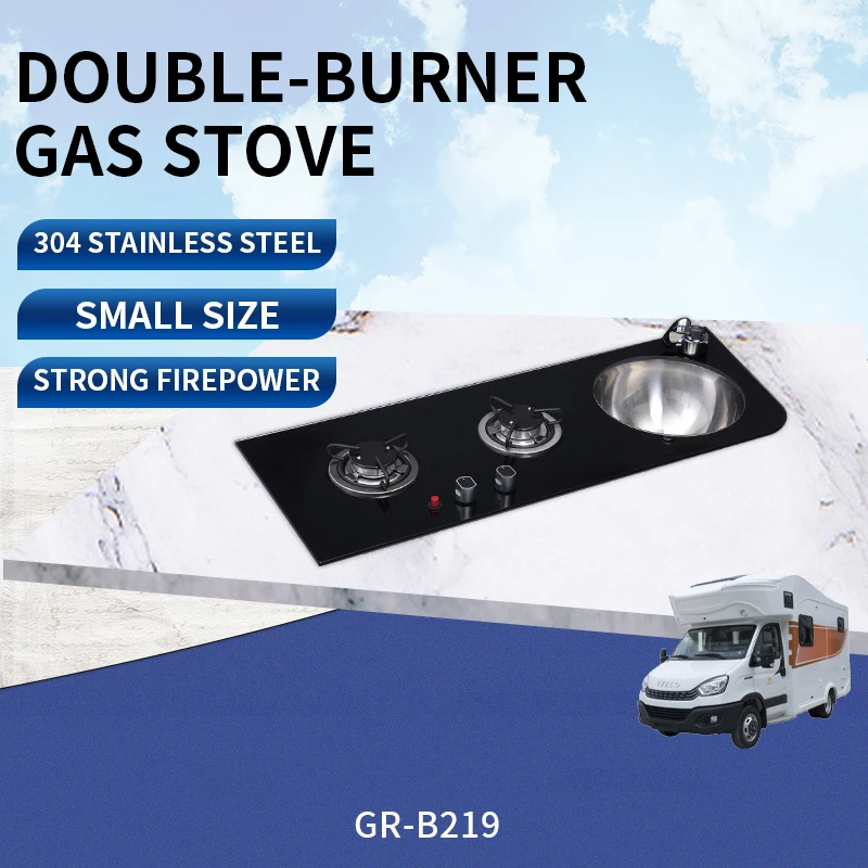 

RV camper small size with sink integrated stainless steel double burner gas stove GR-B219 Gas stove